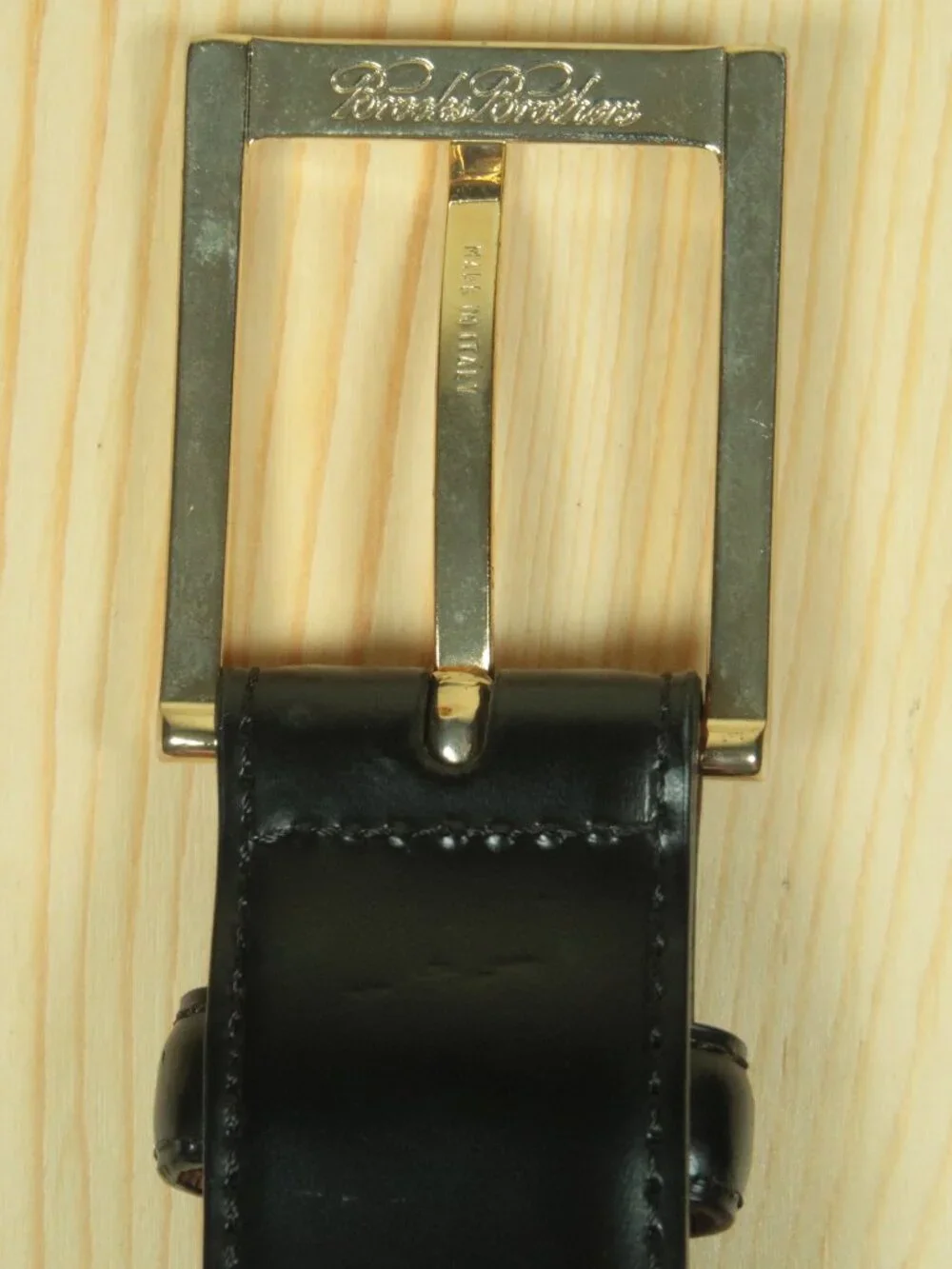 Brooks Brothers Genuine Leather Dress Belt Mens 44 Black Made in Italy